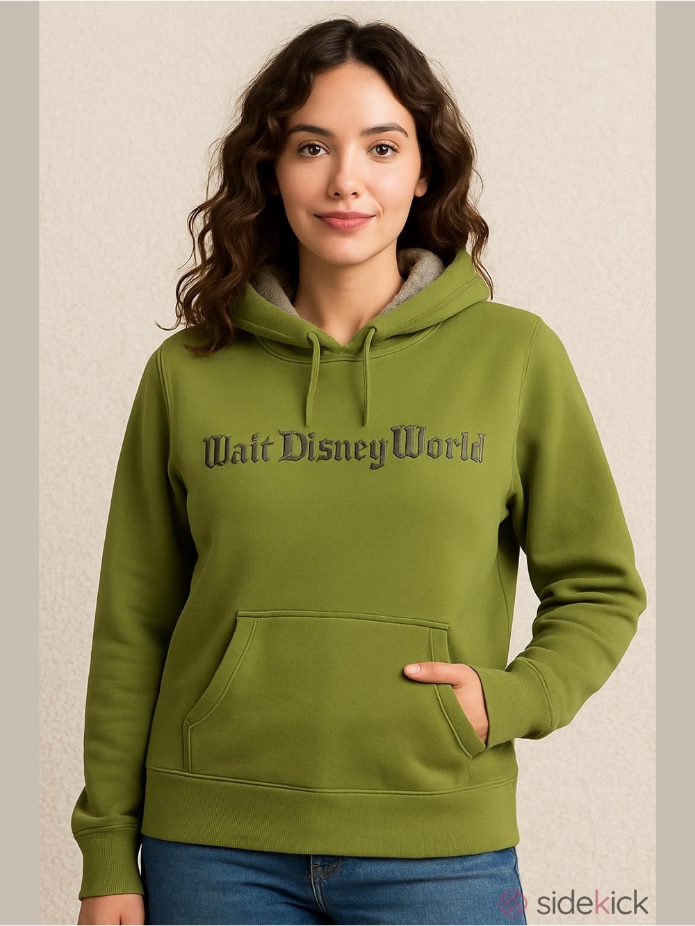 Vintage Walt Disney World Sherpa Lined Pullover Hoodie Fleece Sweatshirt, Med.